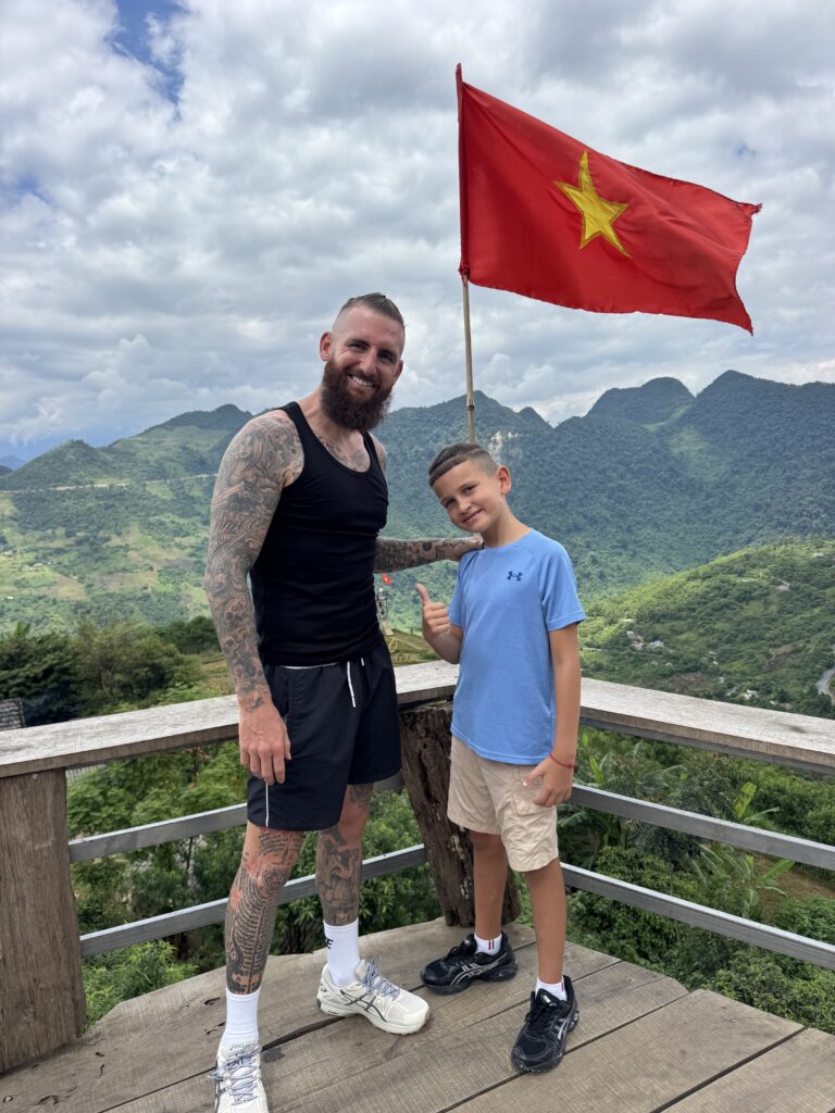 Brodie Salnitro travelling Vietnam with his son